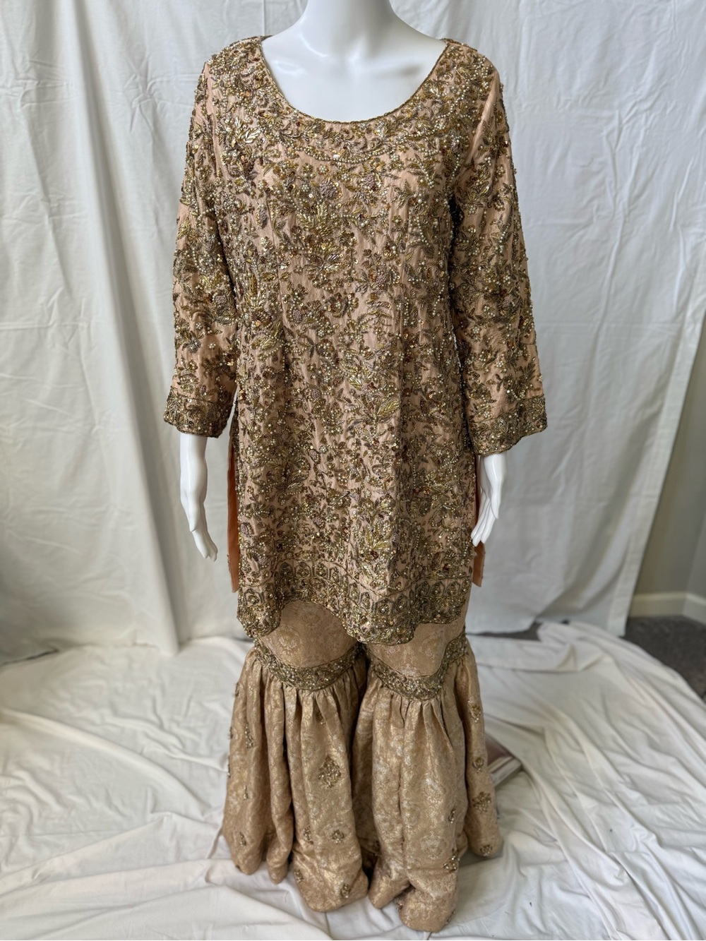 Embellished Peach Gold Women’s Dress